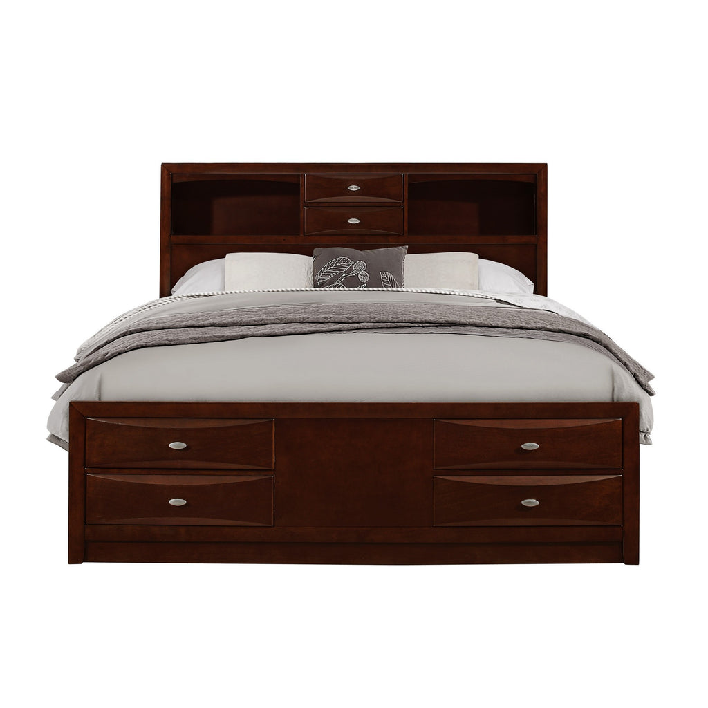 Solid Wood Full Espresso Eight Drawers Bed - 99fab 