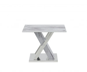 Elegant Marble Glass Top End Table