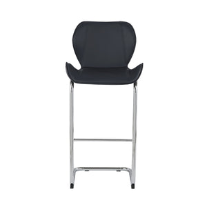 Set Of 4 Modern Black Barstools With Chrome Legs