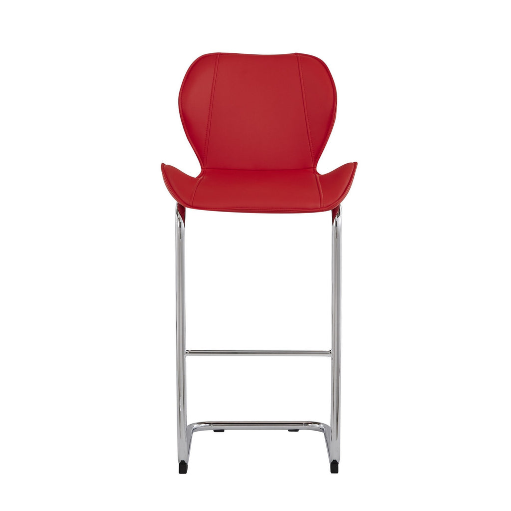 Set Of 4 Modern Red Barstools With Chrome Legs - 99fab 