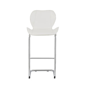 Set Of 4 Modern White Barstools With Chrome Legs