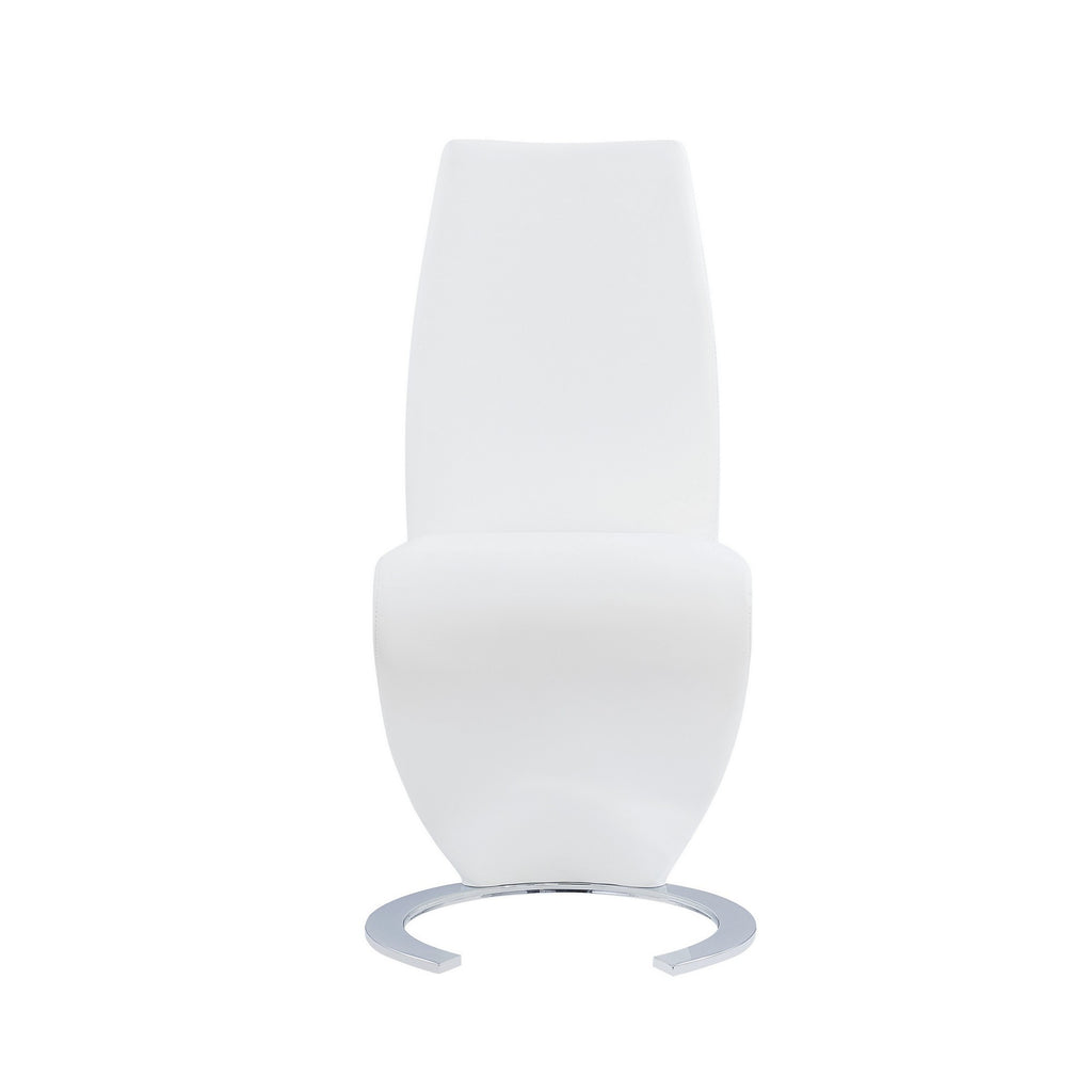 Set Of 2 White  Z Shape Design Dining Chairs With Horse Shoe Shape Base - 99fab 