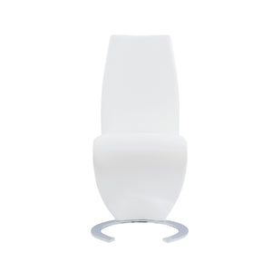 Set Of 2 White  Z Shape Design Dining Chairs With Horse Shoe Shape Base