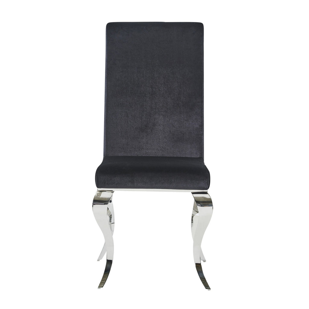 Set Of 2 Black Dining Chairs With Silver Tone Legs - 99fab 