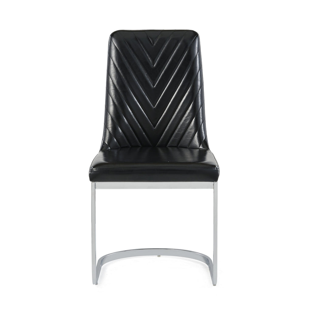 Set Of 2 Modern Black Dining Chairs With Horse Shoe Style Metal Base - 99fab 