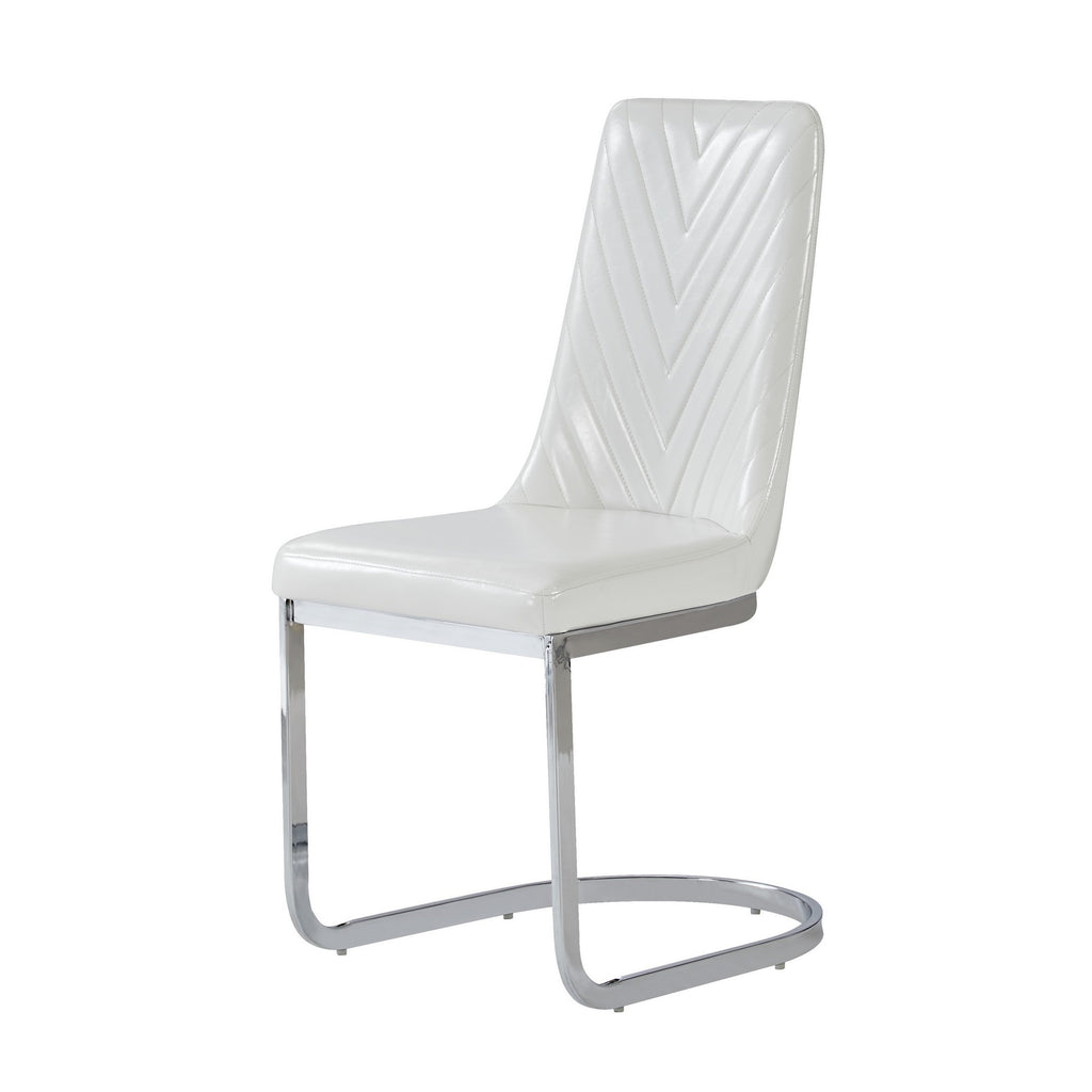 Set Of 2 Modern White Dining Chairs With Horse Shoe Style Metal Base - 99fab 