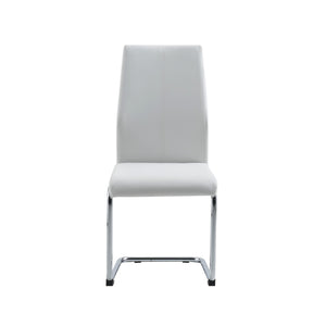 Set Of 4 Modern White Dining Chairs With Chrome Metal Base