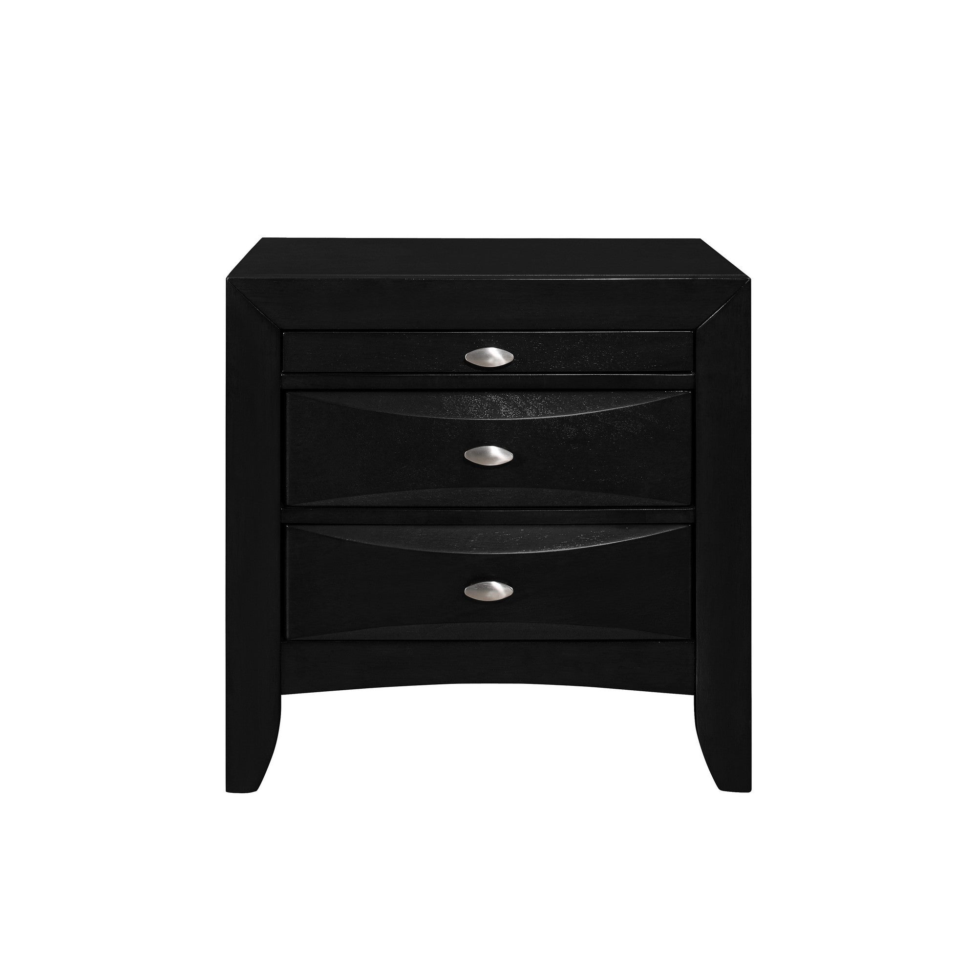 Black Nightstand with 2 Chambered Drawer