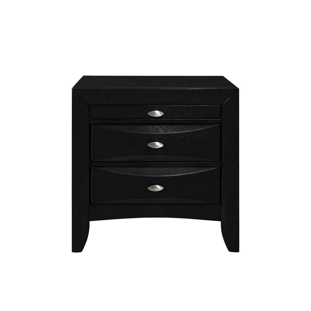 Black Nightstand with 2 Chambered Drawer - 99fab 