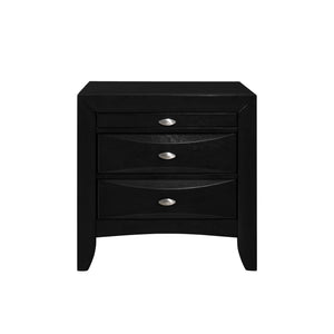 Black Nightstand with 2 Chambered Drawer