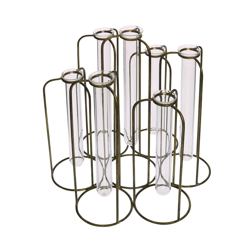 Burnished Gold Test Tube Cluster Vase - 99fab 