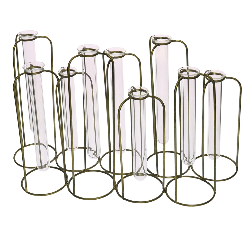 Burnished Gold Test Tube Cluster Vase - 99fab 