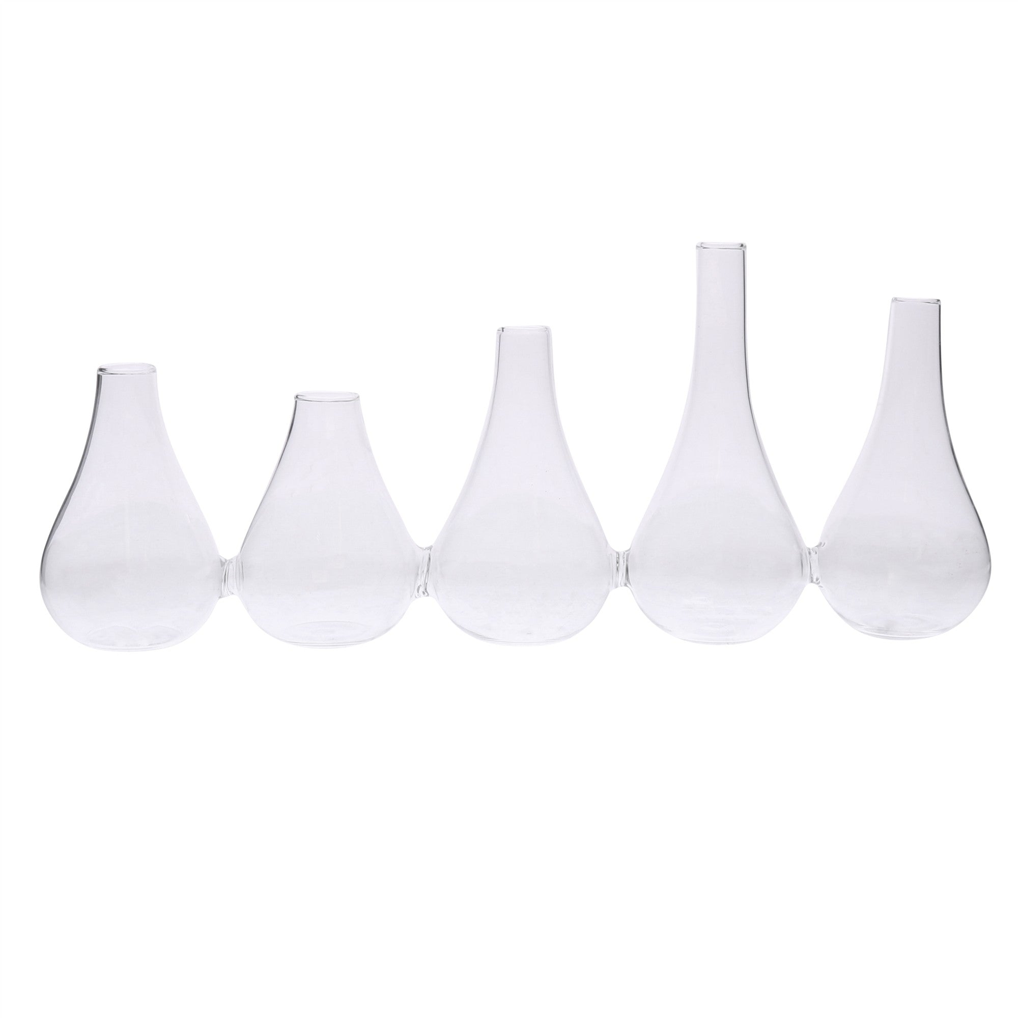 Quintuplet Set Of Five Joined Glass Vases