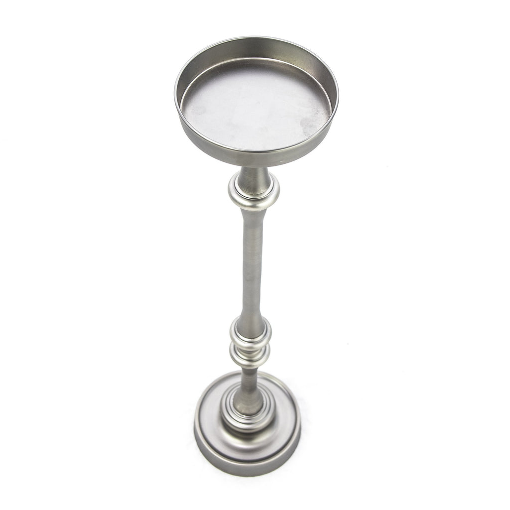 Brushed Silver Finish Drink Size Accent Table - 99fab 