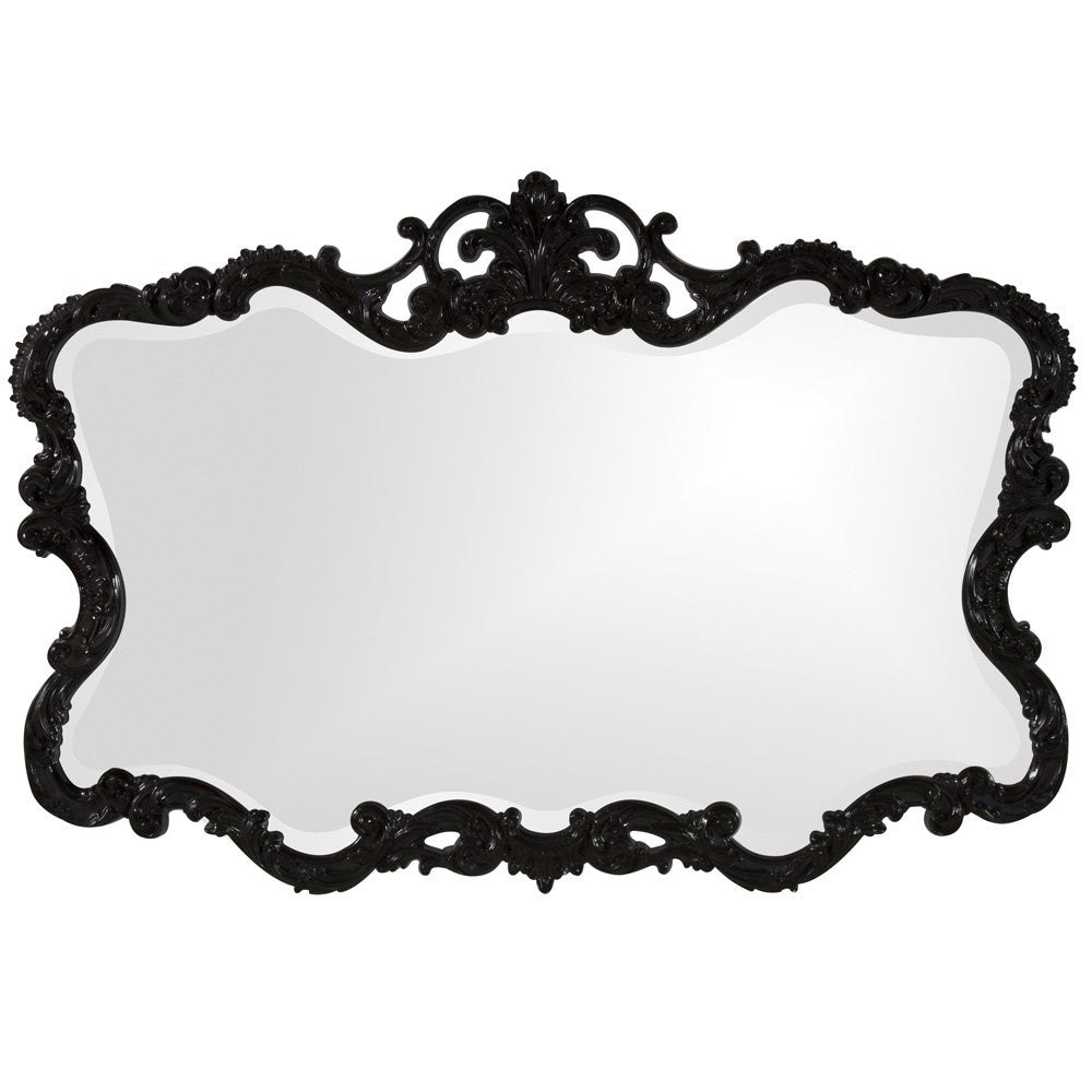 Scallop Mirror with Ornate Black Lacquer Frame - 99fab 