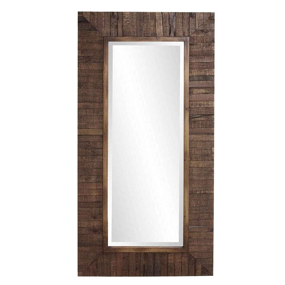 Rectangular Weathered Walnut Stain Strips Mirror - 99fab 