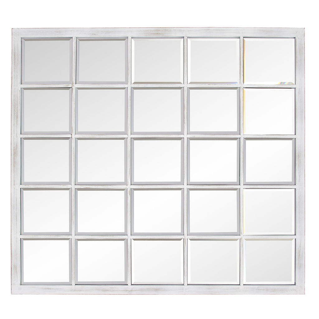 Rectangular Whitewash Window Pane Tile Mirror - 99fab 