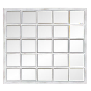 Rectangular Whitewash Window Pane Tile Mirror