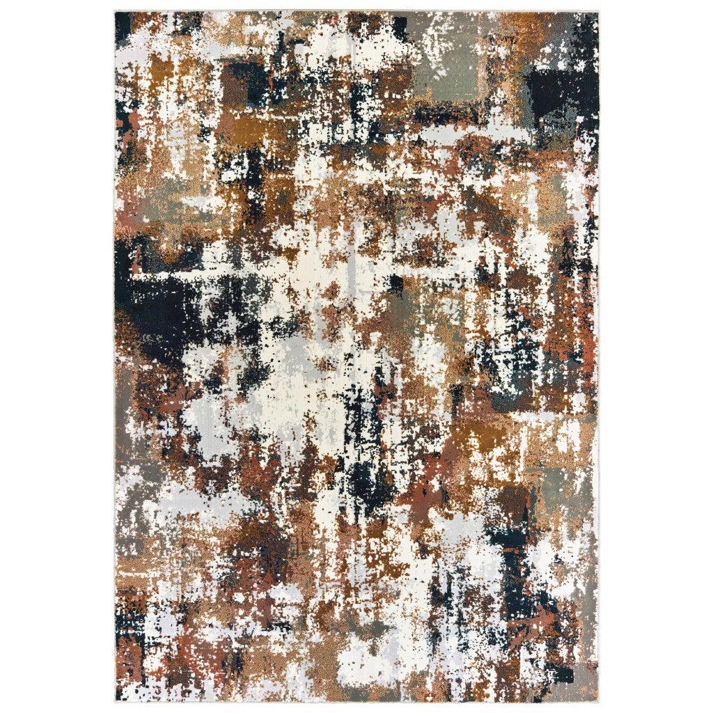 5' X 8' Ivory Gray Abstract Sectors Indoor Area Rug - 99fab 