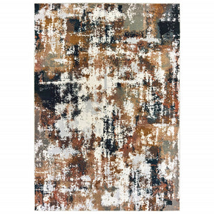 7' X 10' Ivory Gray Abstract Sectors Indoor Area Rug