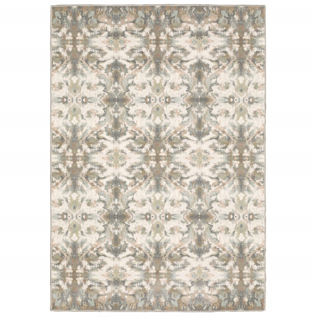 3' X 6' Ivory Gray Abstract Ikat Indoor Area Rug