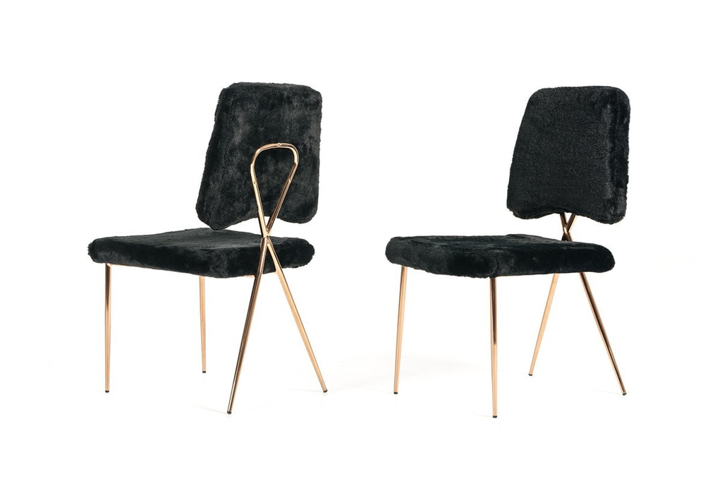 Set Of 2 Gold Black Fabric Solid Back Dining Chairs - 99fab 