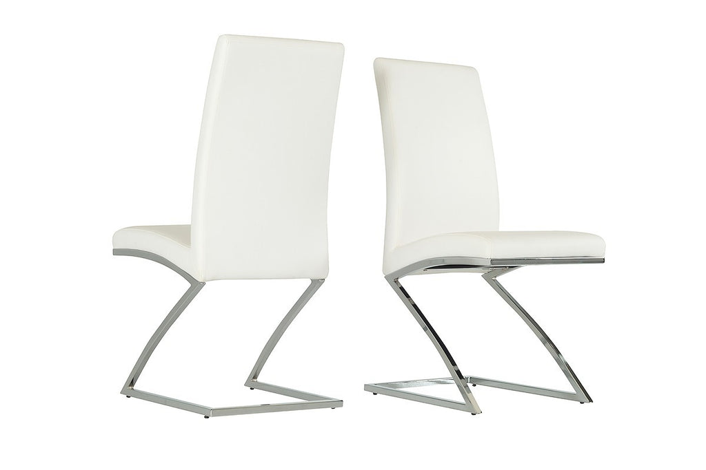 Set Of 2 Modern White Faux Leather And Chrome Dining Chairs - 99fab 