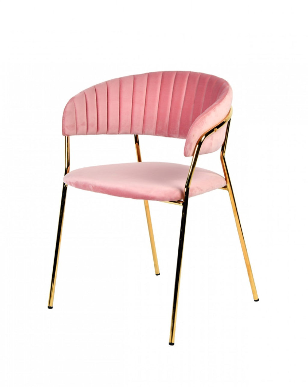 Set Of 2 Curved Chic Pink And Gold Velour Dining Chairs - 99fab 