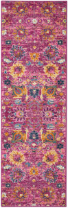 6' Fuchsia Floral Power Loom Runner Rug