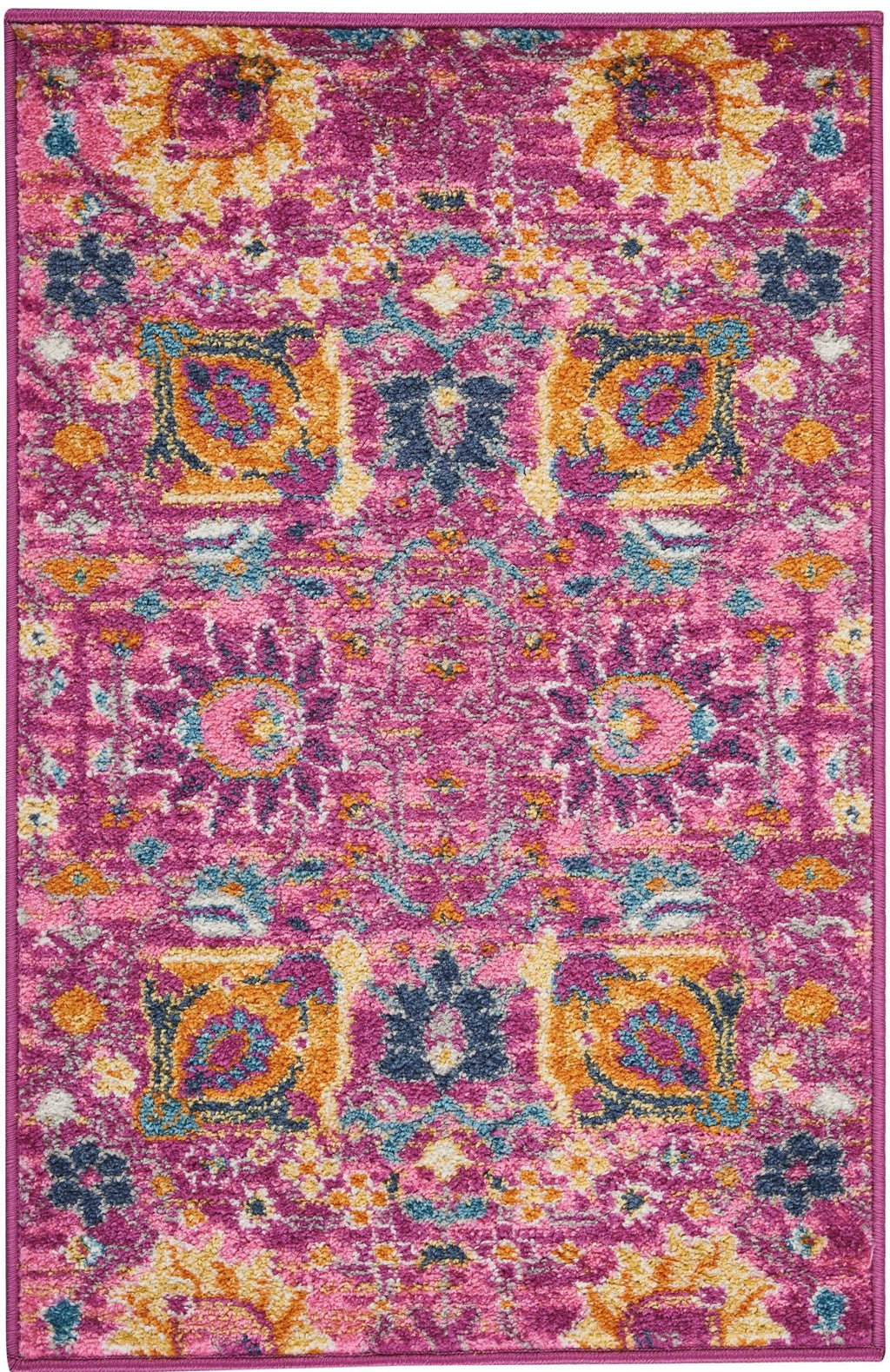 2' X 3' Fuchsia Floral Power Loom Area Rug - 99fab 