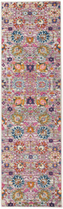 8' Silver Floral Power Loom Runner Rug