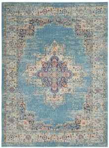 5' X 7' Light Blue Southwestern Power Loom Area Rug