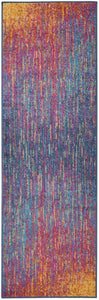 6' Blue And Pink Abstract Power Loom Runner Rug