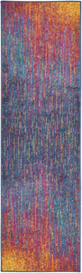 10' Blue And Pink Abstract Power Loom Runner Rug