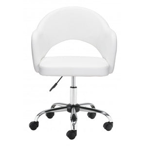 Black Faux Leather Seat Swivel Adjustable Task Chair Leather Back Steel Frame