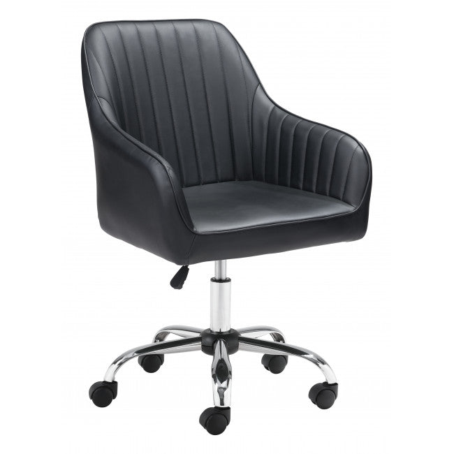 Black Faux Leather Upholstered Stylish Office Chair - 99fab 