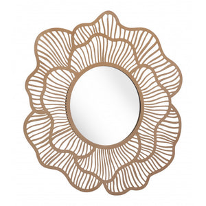 Flower Lines Gold Finish Wall Mirror