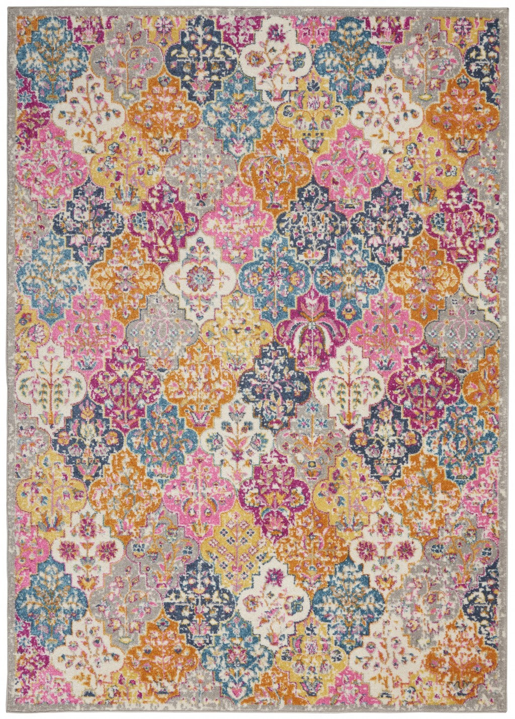 5' X 7' Pink And Gray Geometric Dhurrie Area Rug - 99fab 