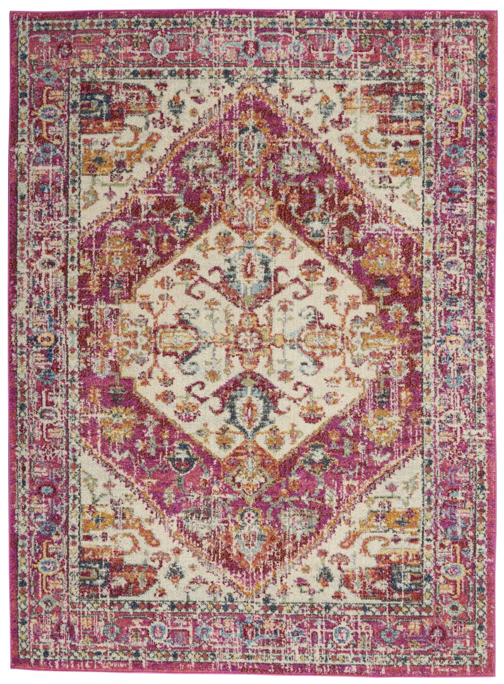 4' X 6' Pink And Ivory Power Loom Area Rug - 99fab 