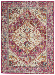 4' X 6' Pink And Ivory Power Loom Area Rug