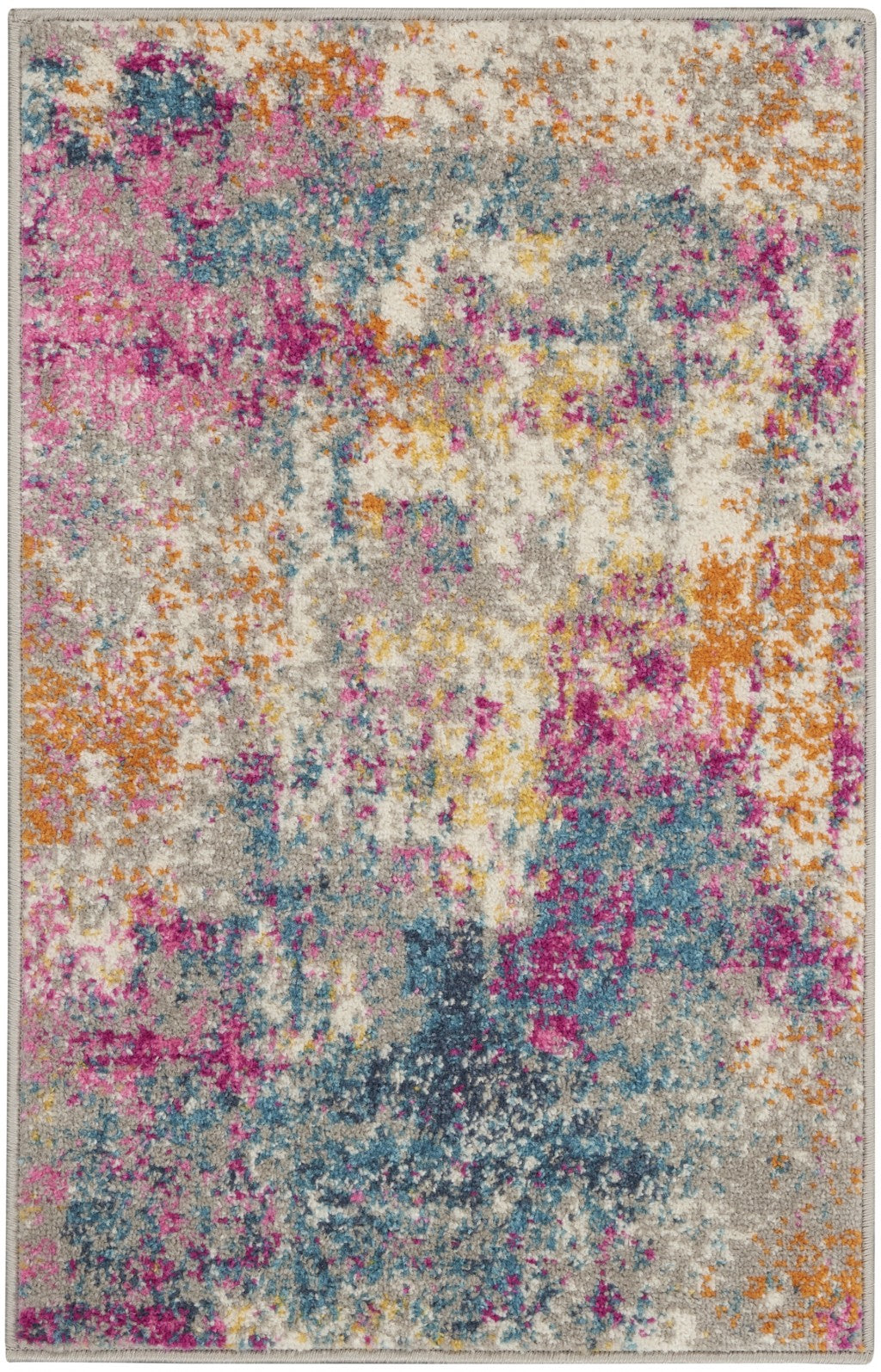 2' X 3' Blue And Pink Abstract Power Loom Area Rug - 99fab 