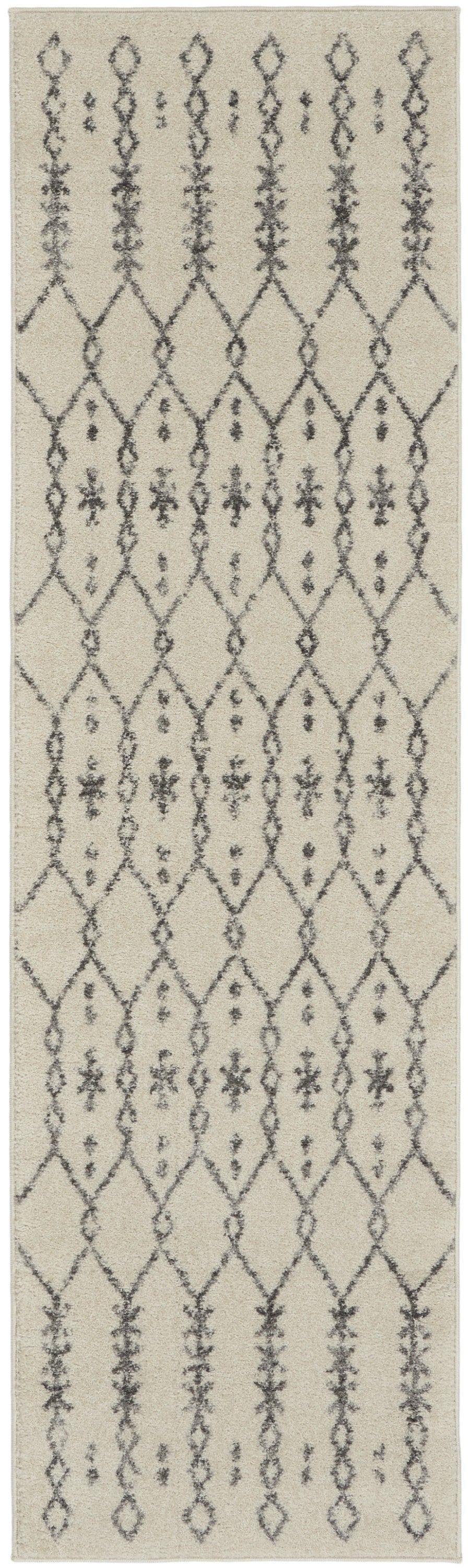 8' Gray Geometric Power Loom Runner Rug