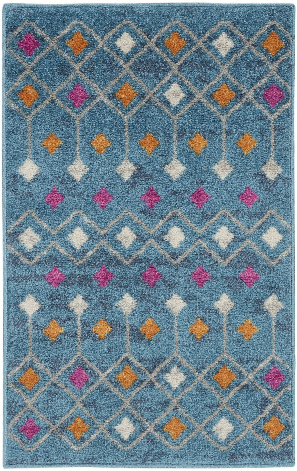 2' X 3' Blue And Orange Geometric Dhurrie Area Rug - 99fab 