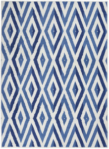 4' X 6' Blue And Ivory Geometric Dhurrie Area Rug