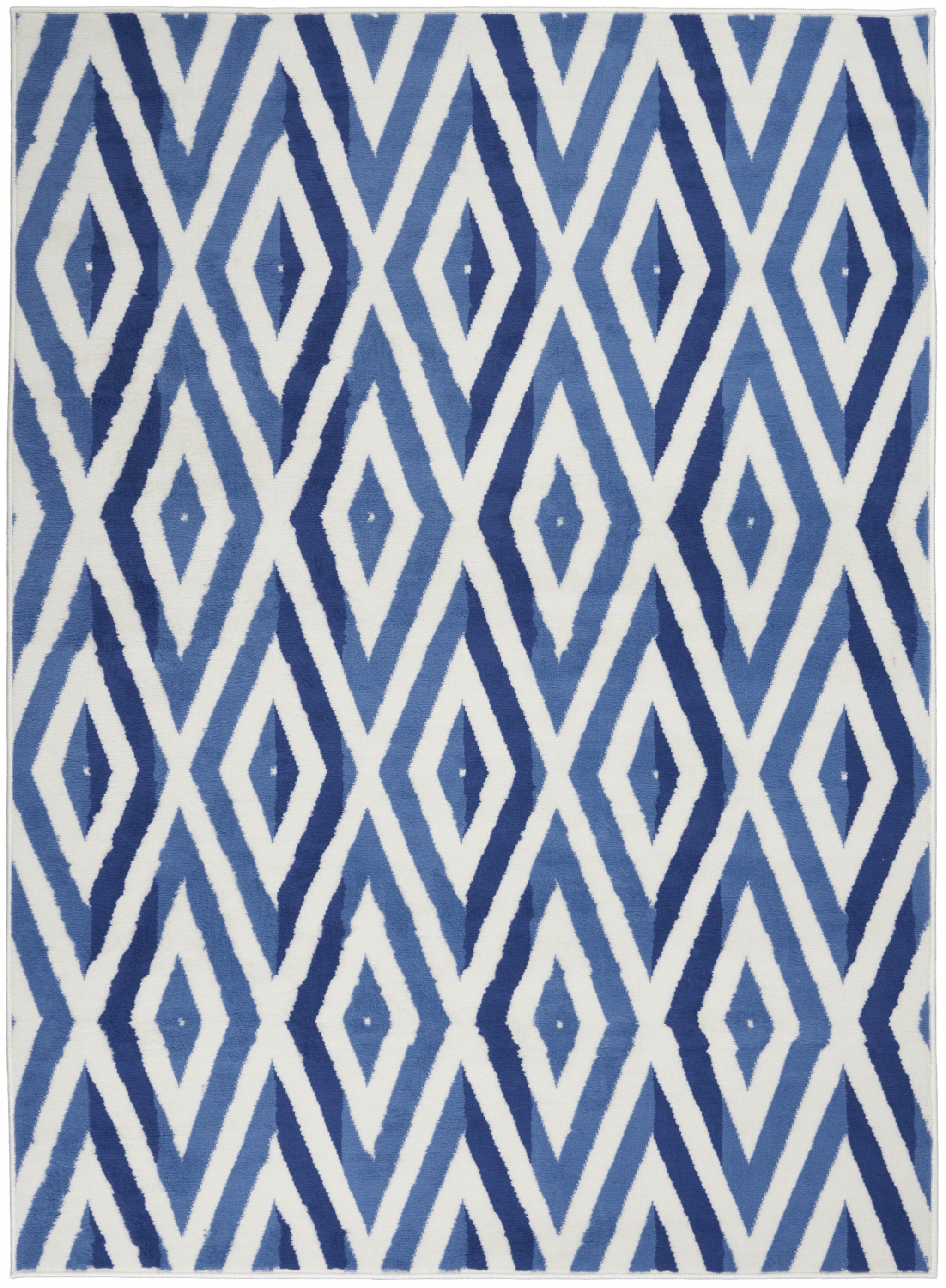 4' X 6' Blue And Ivory Geometric Dhurrie Area Rug