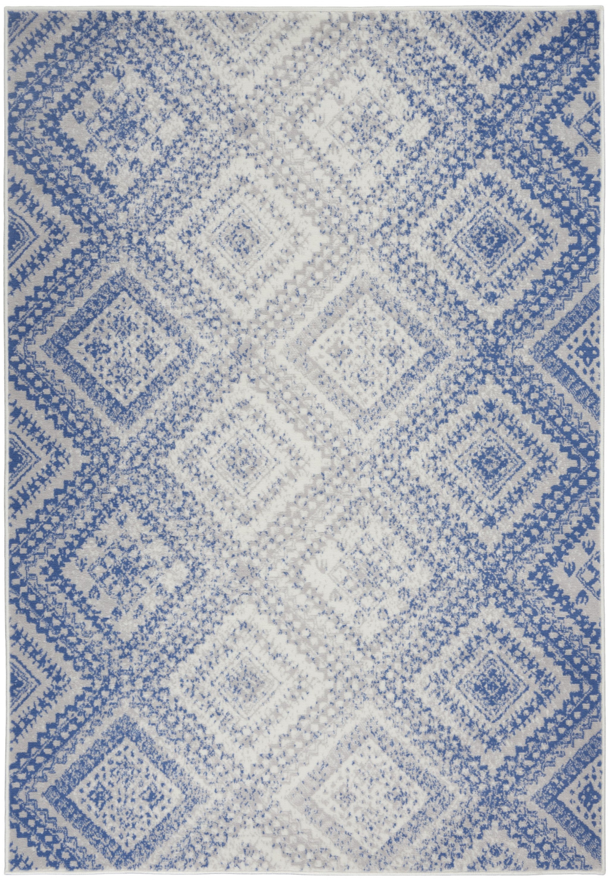 6' X 9' Light Blue Geometric Dhurrie Area Rug