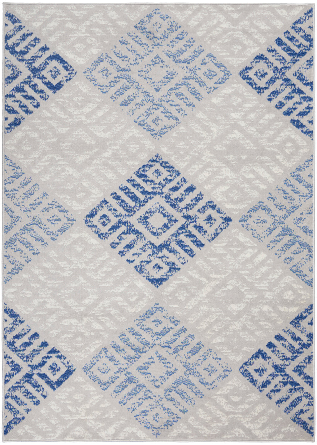 4' X 6' Blue Gray Geometric Dhurrie Area Rug - 99fab 