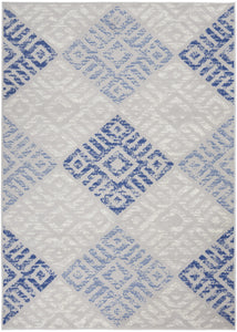 5' X 7' Blue Gray Geometric Dhurrie Area Rug