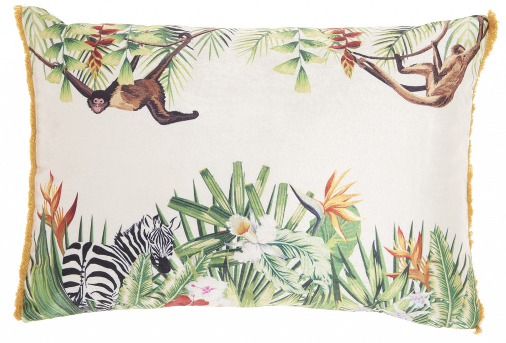 Multicolor Jungle Art Lumbar Pillow - 99fab 