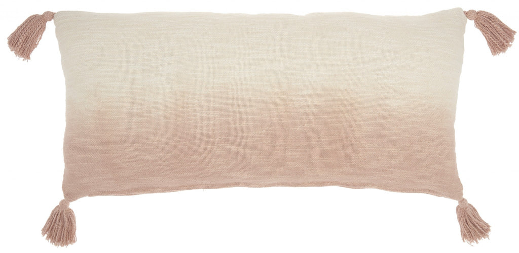 Pink Ombre Tasseled Lumbar Pillow - 99fab 